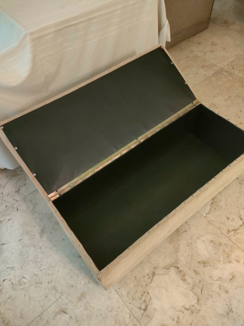 Tufted Footlocker Chest Ottoman - Beige (Category: Other Home Furniture) located in Caloocan City. Submitted by rise-edge (Listing ID 1461301819, Image 2). Description: - Beige tufted footlocker chest - Doubles as storage and a footrest - Dimensions: 41" L x 16.5" W x 15" H - Ideal for living rooms or bedrooms.