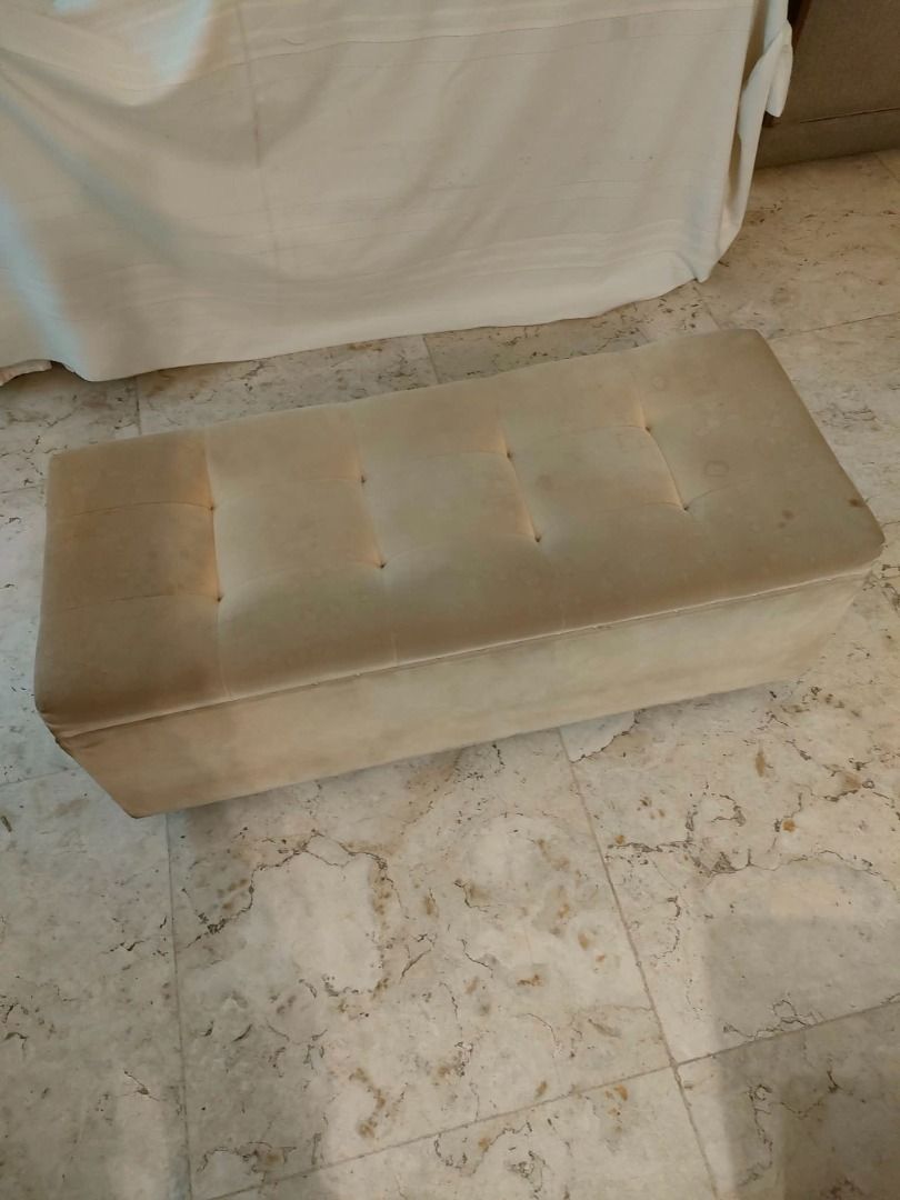 Tufted Footlocker Chest Ottoman - Beige (Category: Other Home Furniture) located in Caloocan City. Submitted by rise-edge (Listing ID 1461301819, Image 3). Description: - Beige tufted footlocker chest - Doubles as storage and a footrest - Dimensions: 41" L x 16.5" W x 15" H - Ideal for living rooms or bedrooms.