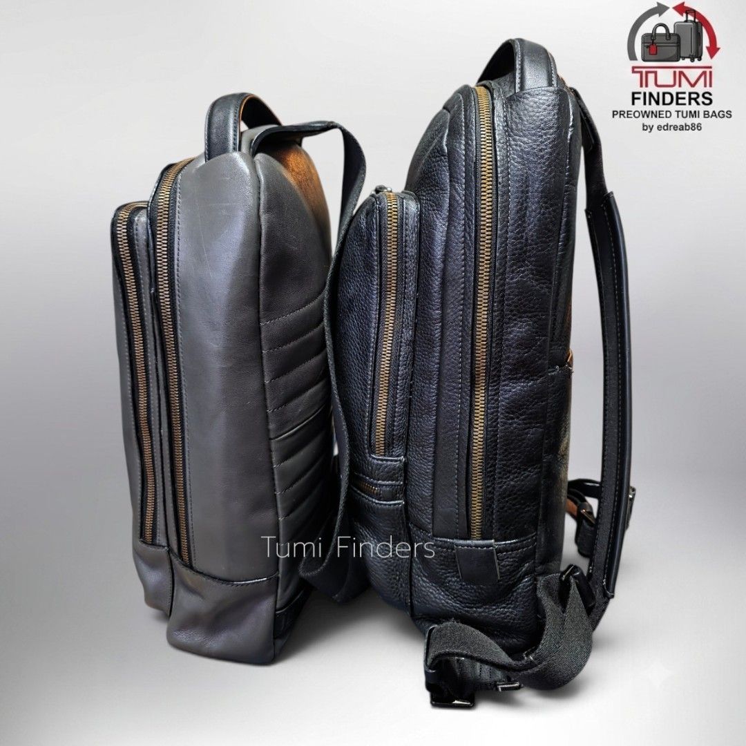 Tumi Leather Backpacks (Black & Grey) (Category: Luxury Bags & Wallets) located in Cabuyao City. Submitted by swiftdeer.ed9787 (Listing ID 1461244737, Image 2). Description: For sale Authentic preloved tumi bags price: Black - 8500 Gray - 8500 LOCATION: CABUYAO LAGUNA - Two Tumi leather backpacks for sale: 1 Black, 1 Grey. - Stylish and highly functional designs. - Ideal for everyday use or travel. - Features smooth-gliding zippers. - Adjustable 