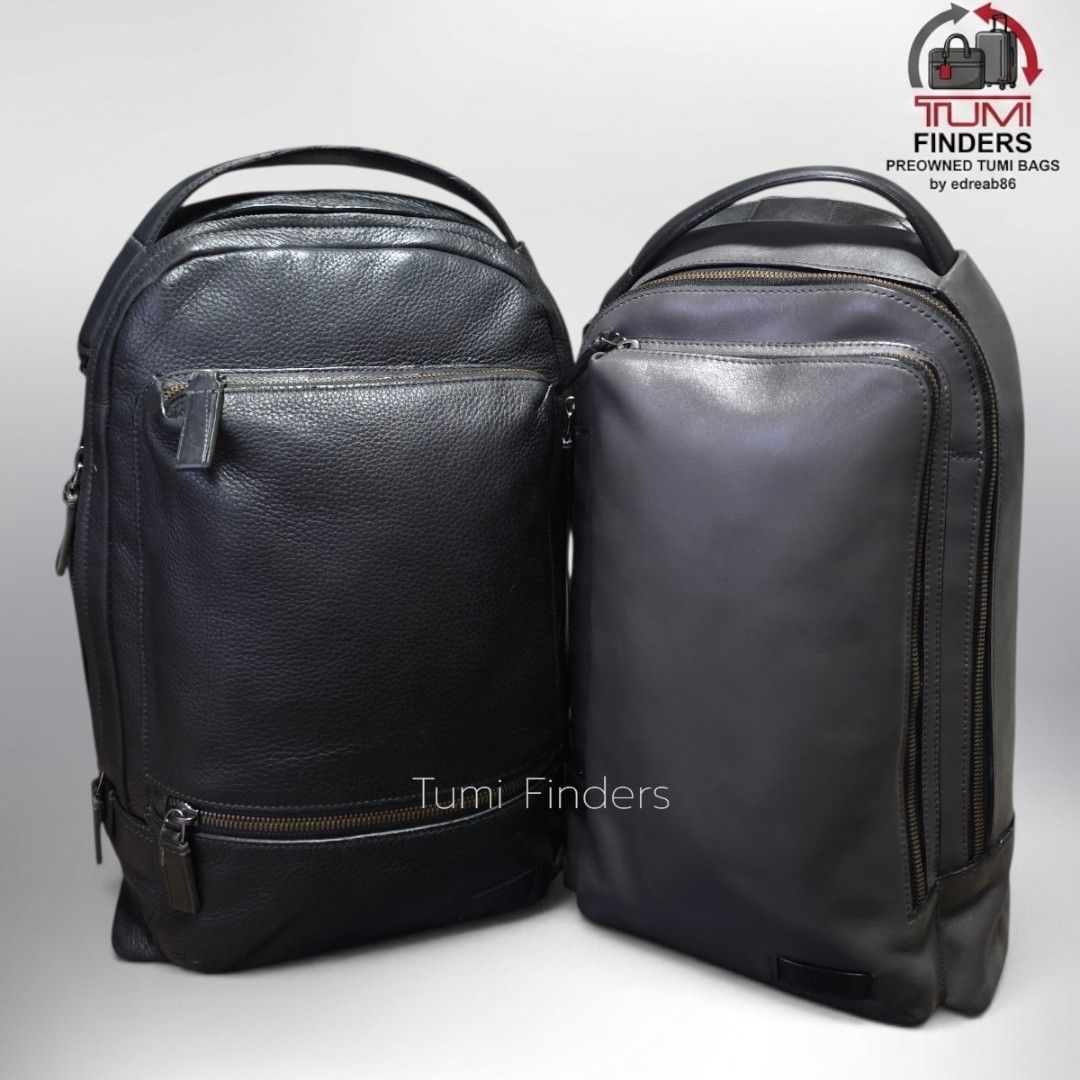 Tumi Leather Backpacks (Black & Grey) (Category: Luxury Bags & Wallets) located in Cabuyao City. Submitted by swiftdeer.ed9787 (Listing ID 1461244737, Image 1). Description: For sale Authentic preloved tumi bags price: Black - 8500 Gray - 8500 LOCATION: CABUYAO LAGUNA - Two Tumi leather backpacks for sale: 1 Black, 1 Grey. - Stylish and highly functional designs. - Ideal for everyday use or travel. - Features smooth-gliding zippers. - Adjustable 