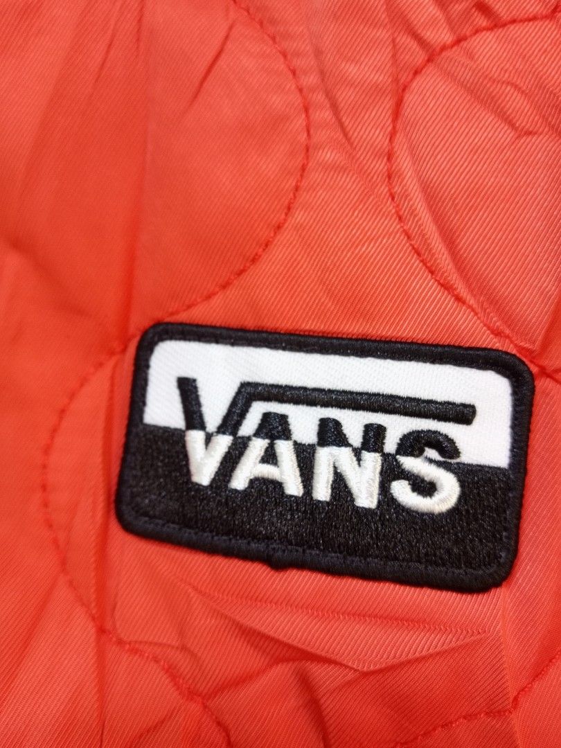 Vans Quilted Bomber Jacket Orange Size S (Category: Coats, Jackets and Outerwear) located in Manila. Submitted by onewikstraight (Listing ID 1461181643, Image 3). Description: - Orange Vans bomber jacket - Quilted design all over - Vans logo patch on chest - Ribbed collar, cuffs, and hem - Zipper closure - Made in China - Size S PM 📨📥 1200+sf.