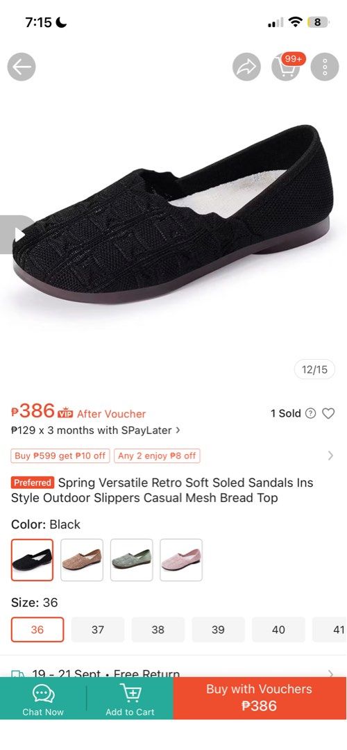 Versatile Retro Soft Soled Sandals Mesh Bread Top (Category: Flats & Sandals) located in Manila. Submitted by artypaper_25 (Listing ID 1461256489, Image 2). Description: 299 2pcs brandnew Size 35 - Comfortable mesh slip-on shoes - Perfect for everyday wear - Available in pink and black - Soft soles for easy walking - Breathable mesh keeps feet cool.