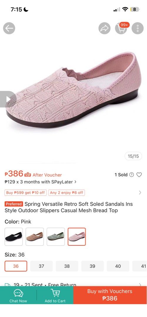 Versatile Retro Soft Soled Sandals Mesh Bread Top (Category: Flats & Sandals) located in Manila. Submitted by artypaper_25 (Listing ID 1461256489, Image 1). Description: 299 2pcs brandnew Size 35 - Comfortable mesh slip-on shoes - Perfect for everyday wear - Available in pink and black - Soft soles for easy walking - Breathable mesh keeps feet cool.