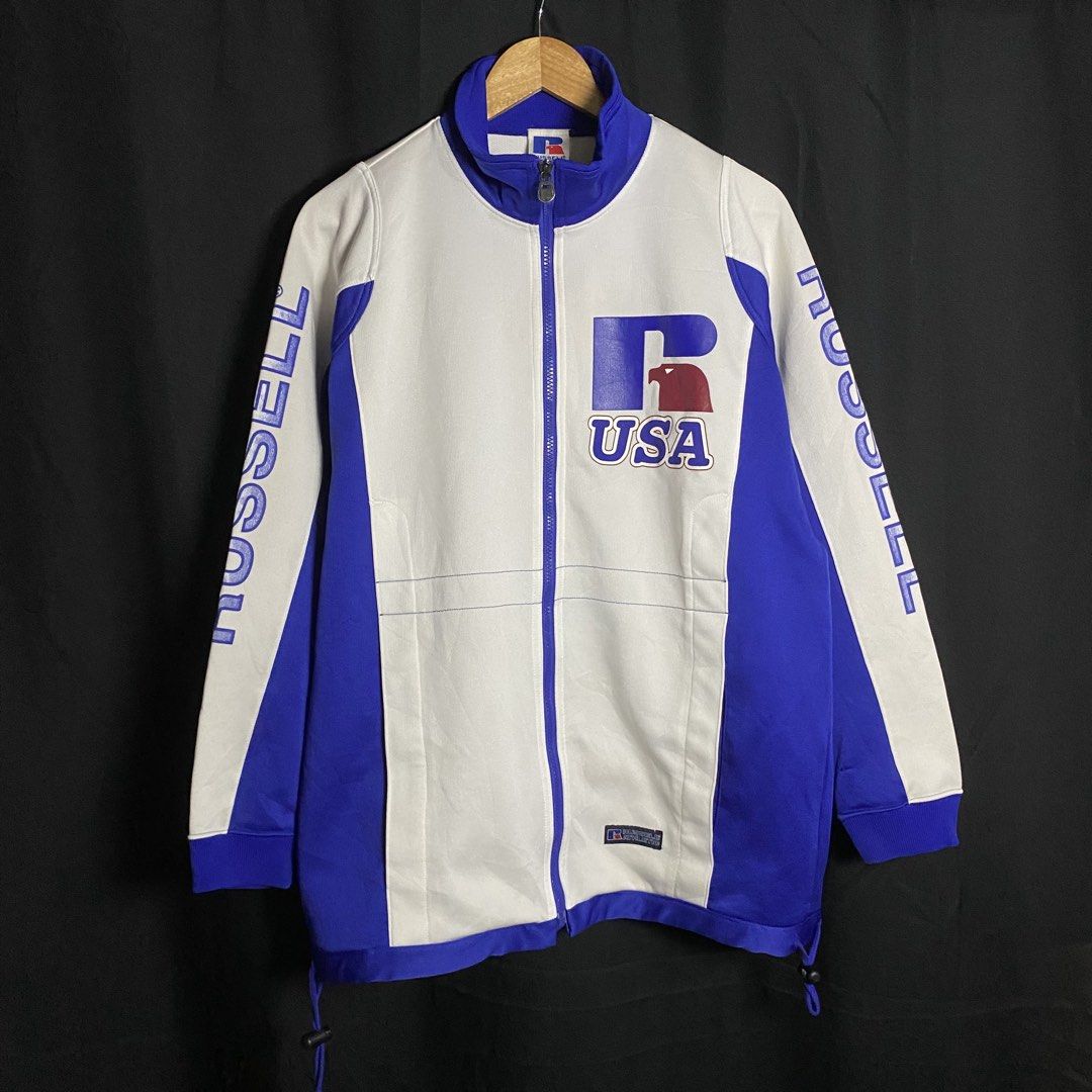 Vintage 90s Russell Athletic Track Jacket (Category: Coats, Jackets and Outerwear) located in Manila. Submitted by curatedvg. (Listing ID 1461251310, Image 1). Description: Vintage 90s Russell Athletic Zip-Up Track Jacket (JDM / Made in Japan) Width: 23 Inches Length: 29 Inches Sleeves: 25.5 inches Best fits L-XL (based on dimensions) Tagged M Made in Japan Excellent Vintage Condition Has minimal runs.
