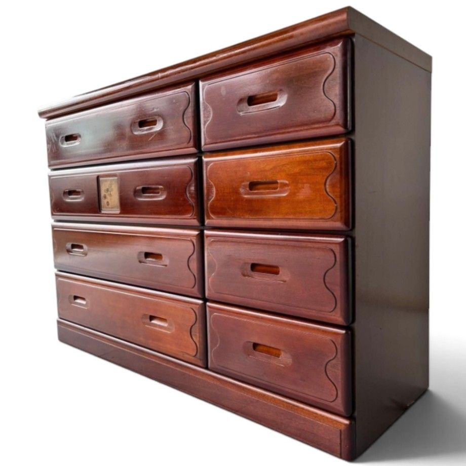 VINTAGE JAPANESE SOLID WOOD LATERAL DRAWER WITH 8 PULL OUT DRAWERS (Category: Shelves, Cabinets & Racks) located in Bulacan. Submitted by by_adette (Listing ID 1461286439, Image 2). Description: VINTAGE JAPANESE SOLID WOOD LATERAL DRAWER WITH 8 PULL OUT DRAWERS Measurements: L47"xW17"xH34".