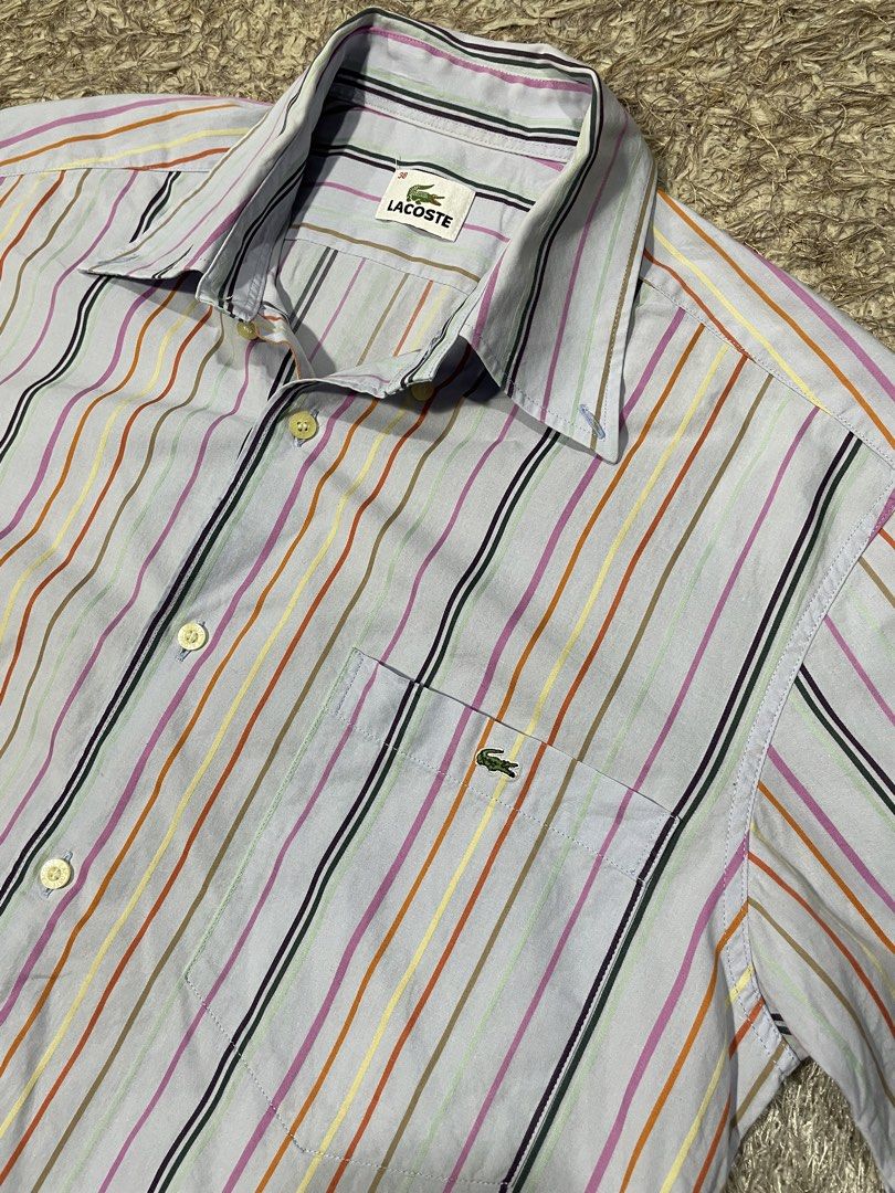 vintage lacoste stripe polo (Category: Tshirts & Polo Shirts ) located in Las Pinas. Submitted by moncaz2461827 (Listing ID 1461259668, Image 3). Description: Vintage l@c0ste button down pocket polo Size medium semi large slim Dimes 20.5x30.5 Excellent condition Color rate 9.9/10 No issue Poging pogi .