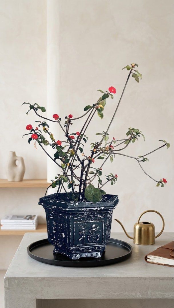 Vintage Style Hexagonal Planter Pot (Category: Pots & Planters) located in Makati City. Submitted by giftidea123 (Listing ID 1461285465, Image 2). Description: - Unique hexagonal planter pot - Vintage, distressed black finish - Intricate embossed designs - Adds character to home or garden - Suitable for indoor or outdoor use - [Insert size if known].