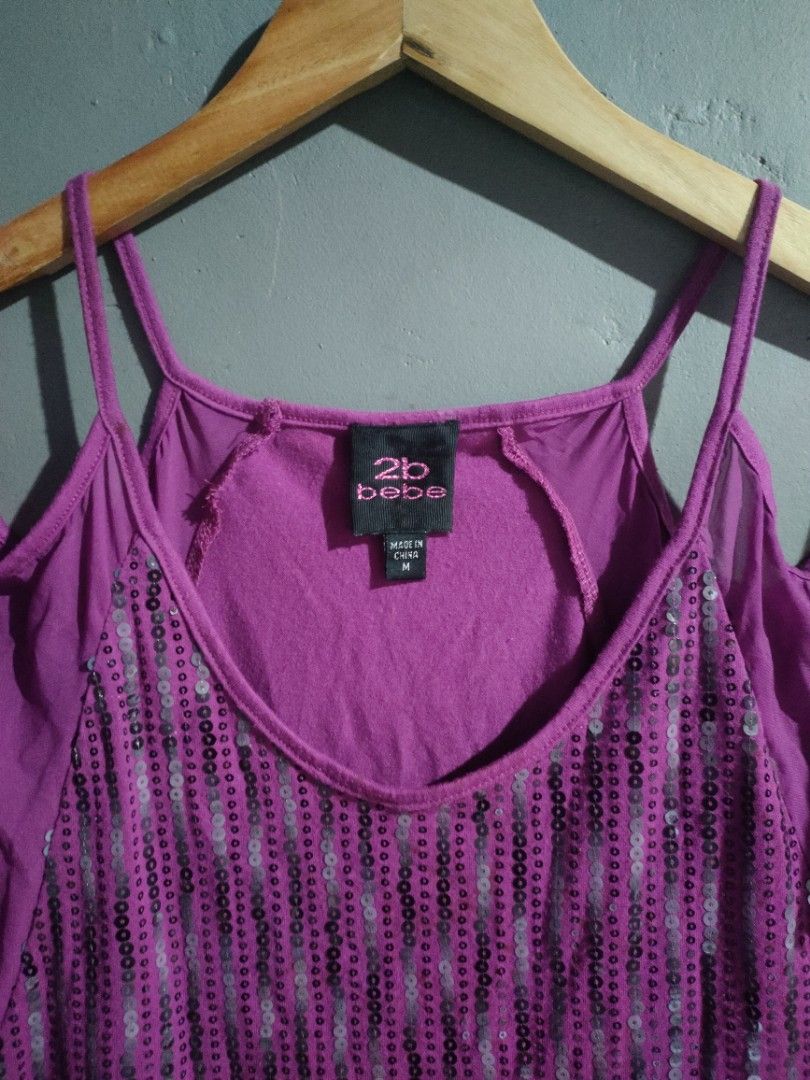 Vintage Y2k 2b Bebe Sequin Top (Category: Blouses) located in Angeles City. Submitted by thestorageroom (Listing ID 1461319220, Image 2). Description: no issue fresh from us boxes as is, wash after receive the top size m on tag i can provide the measurements and more info +sf.