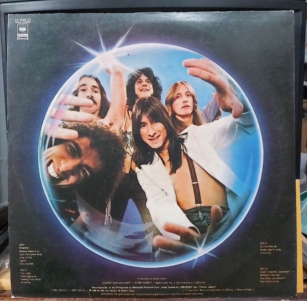 vinyl Journey - Captured 2LPs (open) (Category: Vinyls) located in Antipolo. Submitted by rlt1870 (Listing ID 1461153786, Image 2). Description: 2 pcs. records and cover in good condition. light scratches no skips. local vinyl. - Features iconic album art on the front - Band photo on the back - Includes all tracks listed on the back cover - Essential for any Journey fan's collection Antipolo Rizal.