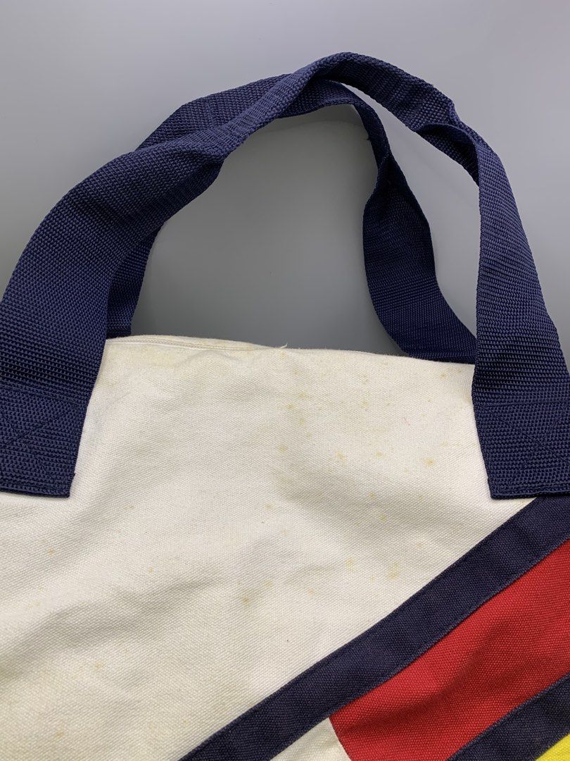 VTG. TOMMY HILFIGER DUFFLE BAG (Category: Briefcases) located in Bulacan. Submitted by ridersthrift_ph (Listing ID 1461271106, Image 3). Description: Authentic TH Flaws - Stains and One Pin Hole - Sling Strap Replaced ( I Use Longchamp Sling) No Other Issue Sign of usage Gcash Payment Bulacan 📍 .