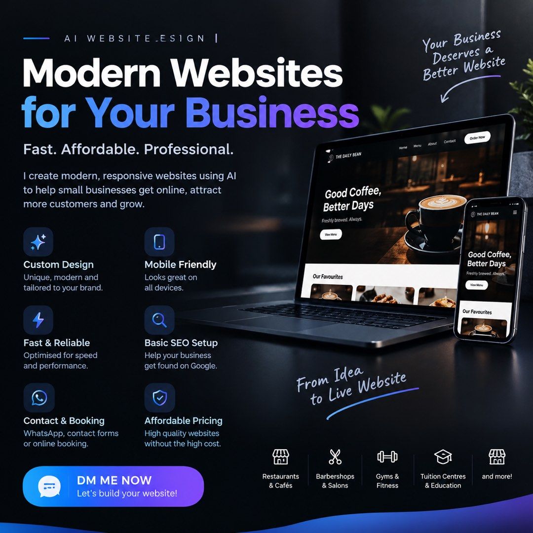 Website Creation (Category: Software) located in Singapore. Submitted by padmeash (Listing ID 1461137103, Image 1). Description: Creating websites for growing businesses or business that requires a website. Affordable prices with a clean slick look and upto your wish..