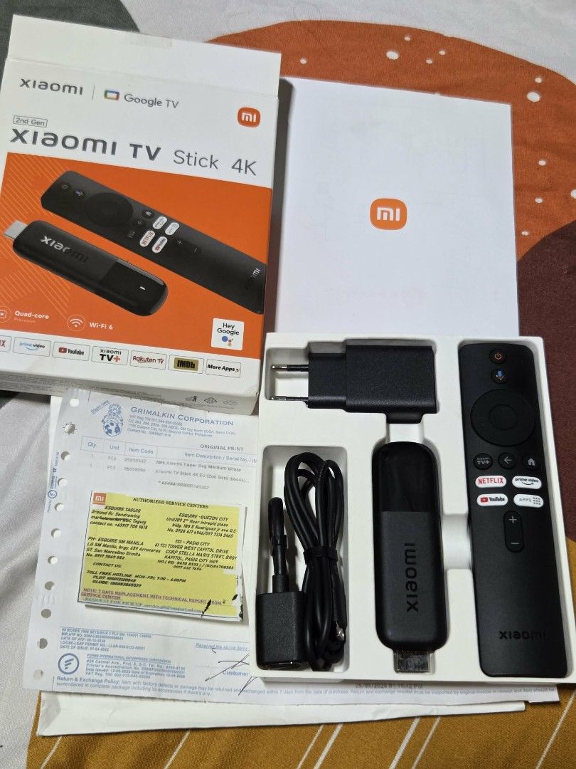 Xiaomi TV Stick 4k (Category: Entertainment Systems & Smart Home Devices) located in Malabon City. Submitted by mi_chele_c (Listing ID 1461265399, Image 1). Description: Xiaomi TV Stick 4k - Brand new - Complete box & manual - Never used rfs : Not compatible w our tv.