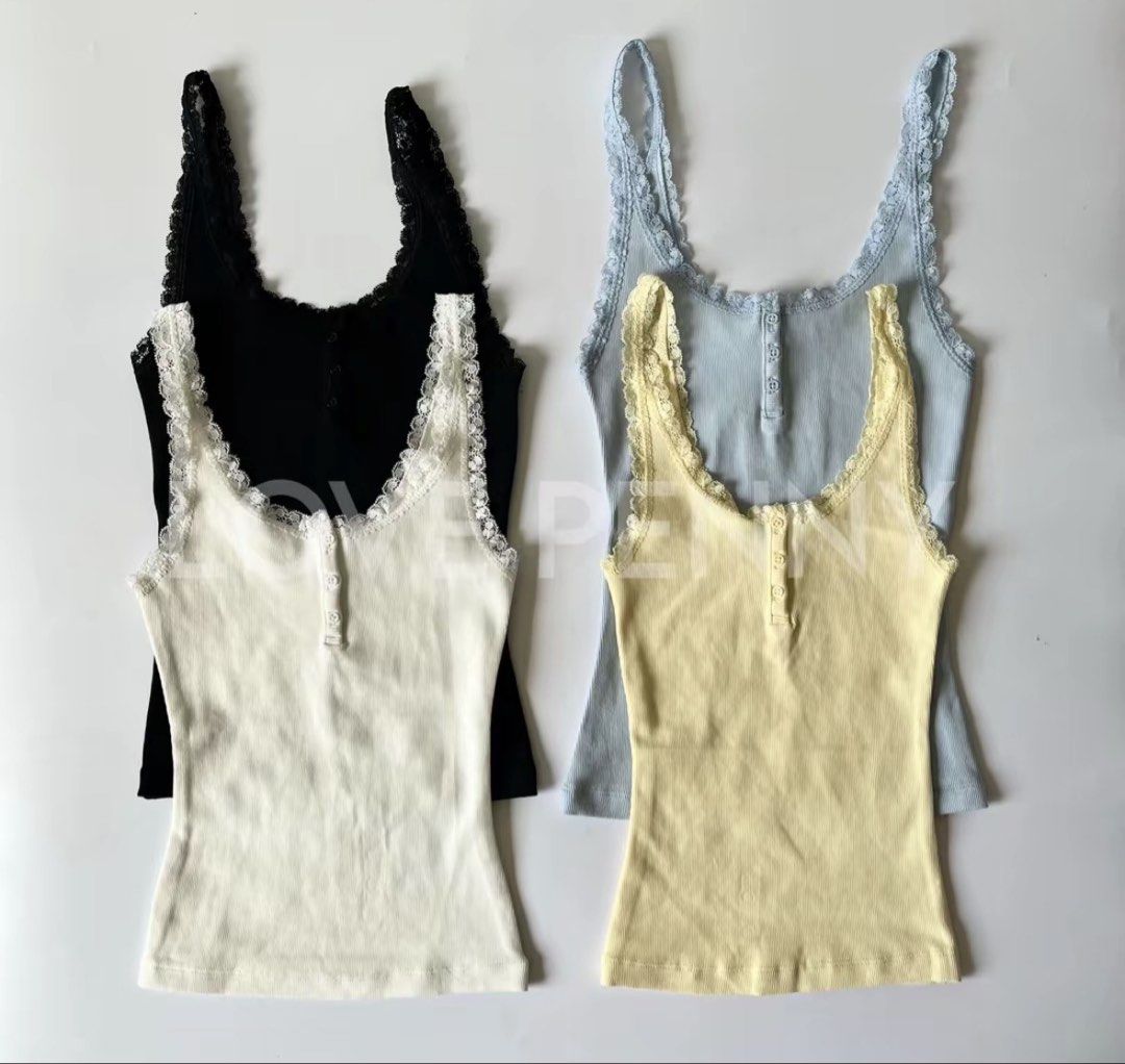 Yellow Lace Sleeveless Top (Category: Sleeveless) located in Balagtas. Submitted by sabrinacarpenteroww (Listing ID 1461191812, Image 1). Description: - Yellow - XS on taggg -Black -S on tagg.
