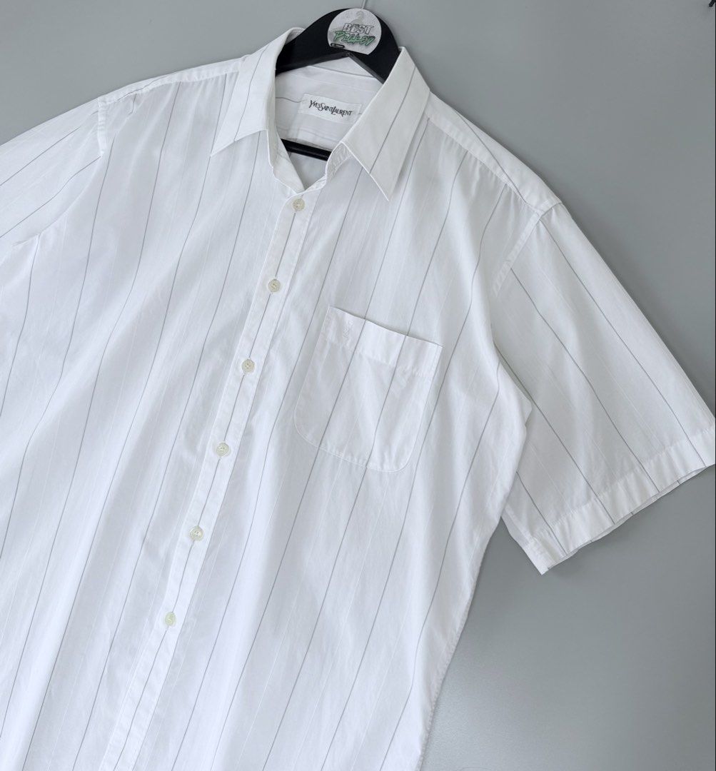 Yves Saint Laurent Polo stripe (Category: Formal Shirts) located in Cebu City. Submitted by bestpicked (Listing ID 1461283340, Image 2). Description: Authentic Excellent condition Size 40 on tag Width 22inches Length 28-30 (long back) Best fit large No issue Location - Guadalupe Cebu City.