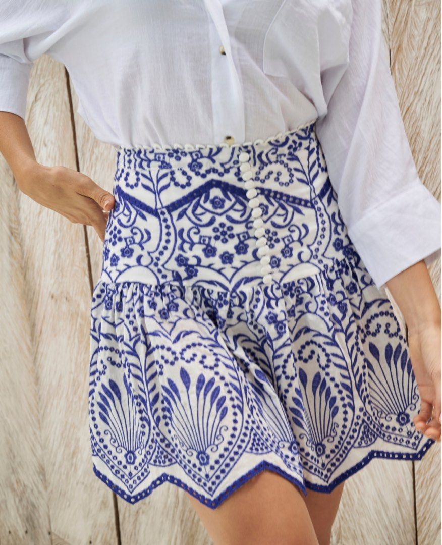 ZARA Blue Embroidered Skirt (Category: Skirts) located in Cavite. Submitted by astrea_nicole (Listing ID 1461152196, Image 3). Description: •Brand new without tag. Never worn. •XS on tag. •Actual picture posted. •RFS: Decluttering. Can’t fit me anymore. Need space for new clothes. •Kindly check the reviews on my page, if you’re in doubt. .