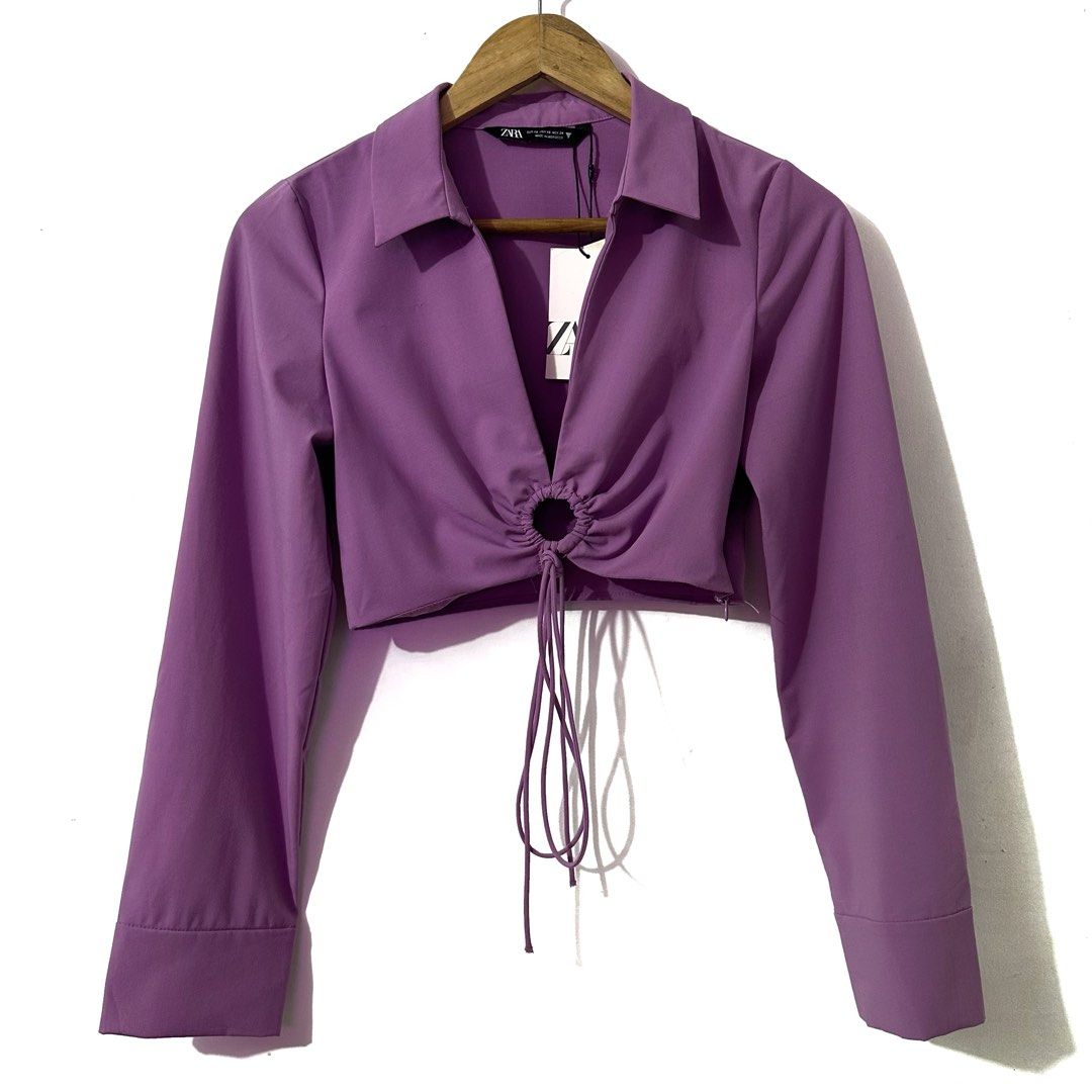 Zara Crop Purple Top (Category: Blouses) located in Taguig. Submitted by intransitforyou (Listing ID 1461292395, Image 1). Description: .