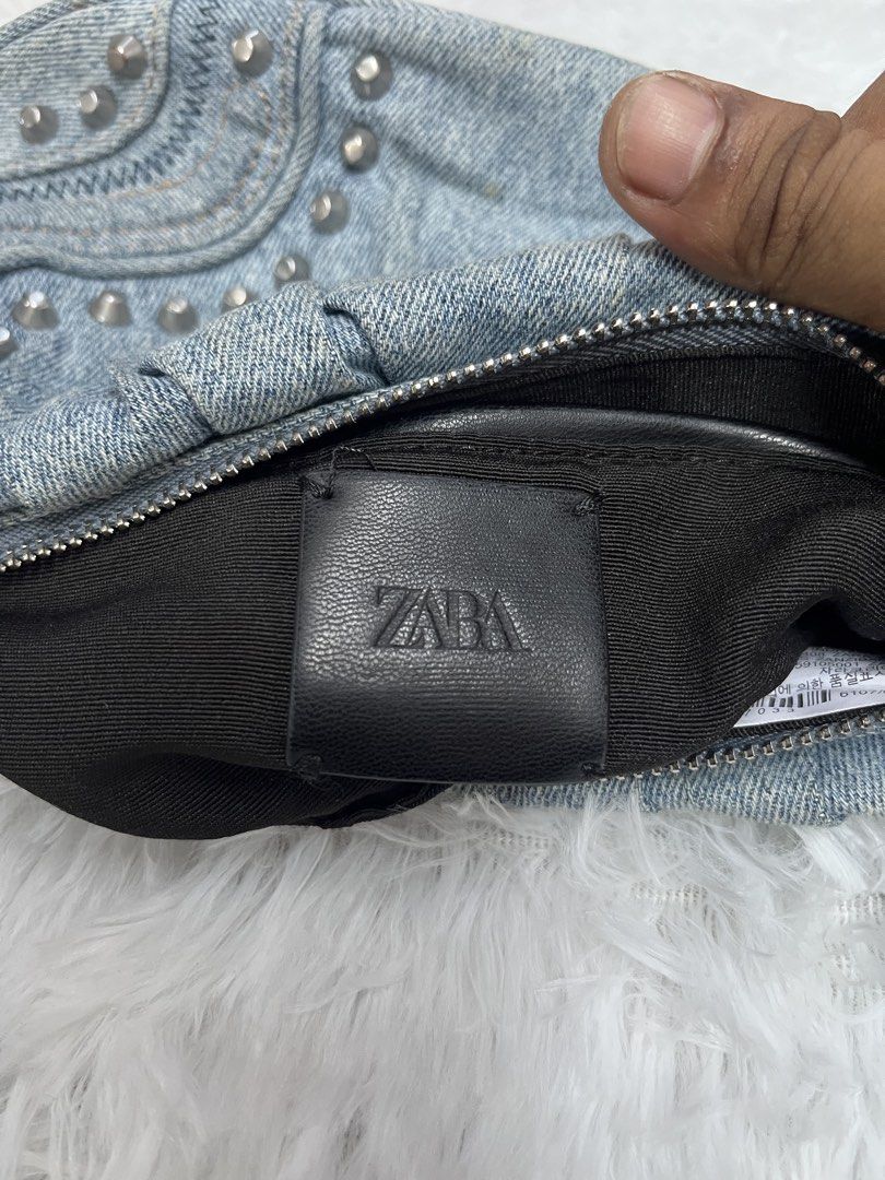 ZARA DENIM (Category: Shoulder Bags) located in Cotabato. Submitted by big_cash (Listing ID 1461117893, Image 3). Description: Zara Studded Denim Bag by Zara | Pickle.