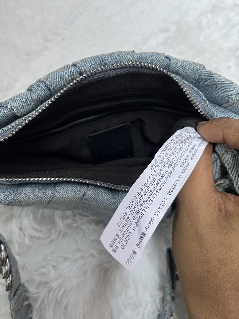 ZARA DENIM (Category: Shoulder Bags) located in Cotabato. Submitted by big_cash (Listing ID 1461117893, Image 2). Description: Zara Studded Denim Bag by Zara | Pickle.