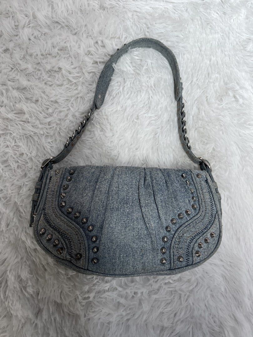 ZARA DENIM (Category: Shoulder Bags) located in Cotabato. Submitted by big_cash (Listing ID 1461117893, Image 1). Description: Zara Studded Denim Bag by Zara | Pickle.