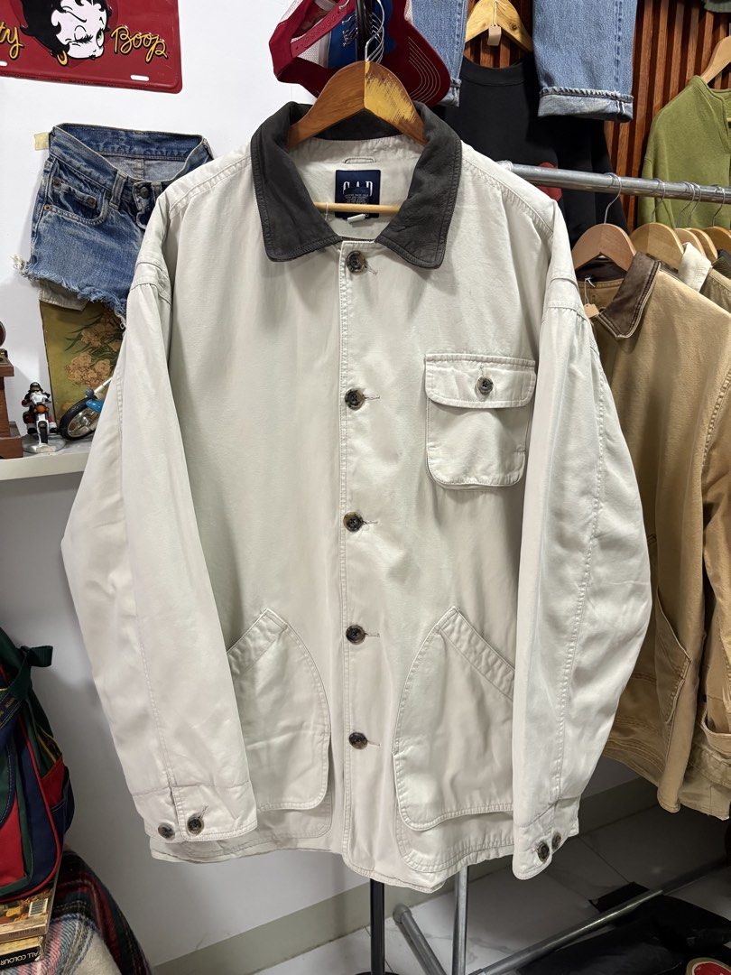 00’s GAP Barn Jacket. (Category: Coats, Jackets and Outerwear) located in Paranaque City. Submitted by arcvintage (Listing ID 1461515847, Image 1). Description: Size: XXL Chest: 30” Length: 35” Flaws: Minor dirt stains, maliit na punit Color rate: 9.5/10 ₱800 plus shipping fee. ________________________________________ Sizing is determined by measurements not by the garment tag. ________________________________________ Disclaimer: Arc Vintage is n