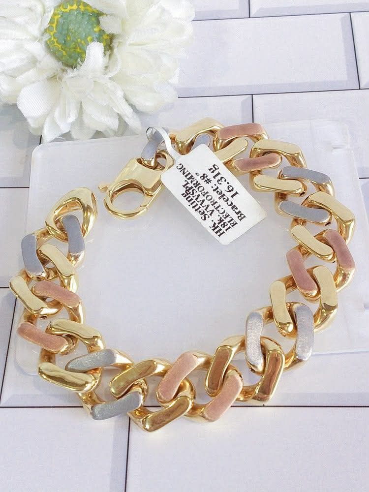 18k Hk setting gold tricolor bracelet (Category: Bracelets) located in Manila. Submitted by bhelgoldseller2ndaccount (Listing ID 1461507048, Image 2). Description: New!!✨New!!✨New!! Authentic 18k Hk Golds 💯pawnable/naisasanla 💯with high appraisal rate 💯good investment 💯Direct supplier price 👉OPEN for resellers 🌺please take time to evaluate their actual sizes and grams 👉Best panggift for all occasions ✅ Sold per grams not per piece Kya lowe