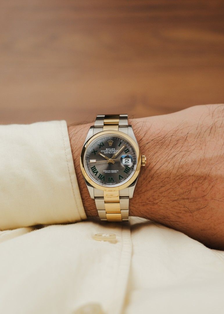 2021 Rolex Datejust "Wimbledon" w/ Box and Papers (Category: Luxury Watches) located in Manila. Submitted by windsorfinery (Listing ID 1461344591, Image 3). Description: Rolex Datejust 126203 2021 Automatic 36mm Stainless steel/Gold Sapphire Rolex bracelet Box: Yes Papers: Yes Others: Rolex booklets, hang tags, and official purchase receipt from Washington Jewelry. 1-Year Mechanical Warranty by Windsor Finery Co. *SRP is ₱932,000* Cash Price: ₱63