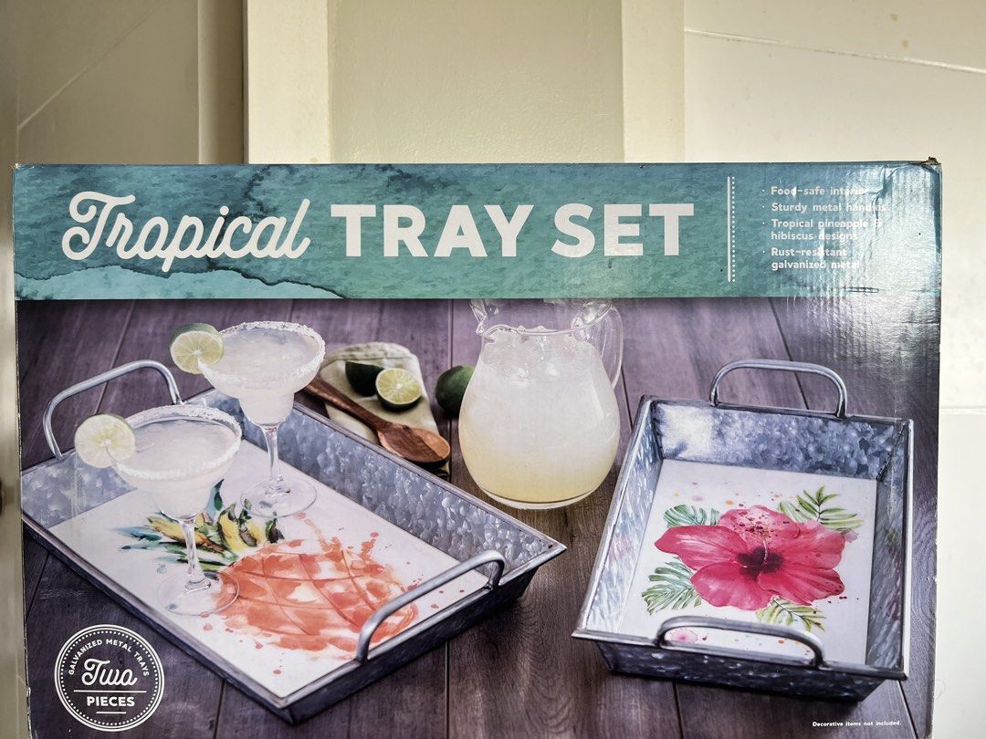 2pc Tropical Tray Set (Category: Food Organization & Storage) located in Bacoor. Submitted by mariiiaph (Listing ID 1461386467, Image 2). Description: Tropical Tray Set complete with box Small Hibiscus Tray Size: 18.3" x 11" x 4.5" Large Pineapple Tray Size: 20.5" x 13" x 4.5" .