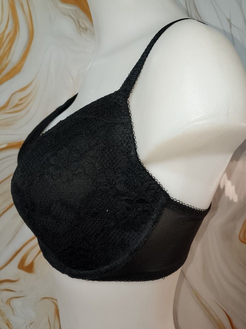 34ddd M&S Black Lace Bra thim soft pads underwired (Category: Undergarments & Loungewear) located in Manila. Submitted by truecrystal-1407 (Listing ID 1461556640, Image 2). Description: - Black lace bra - also available in 36e - Underwire support for a great lift - Adjustable straps for a perfect fit - Beautiful lace trim along cups and band - Chic mesh detail on the sides - Secure hook and eye closure at the back - Designed for comfort and style