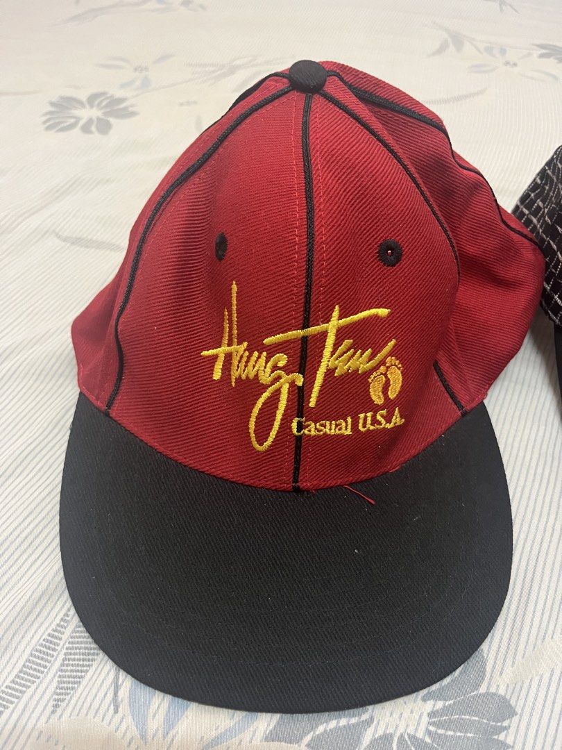 3 Graphic Caps (Category: Caps & Hats) located in Manila. Submitted by cccuyyy (Listing ID 1461365566, Image 2). Description: - Red and black Hang Ten cap (cotton) - Black trucker cap with colorful paint splatter design and red accents - Black cap with blue and yellow monkey graphic pattern - All caps are adjustable.