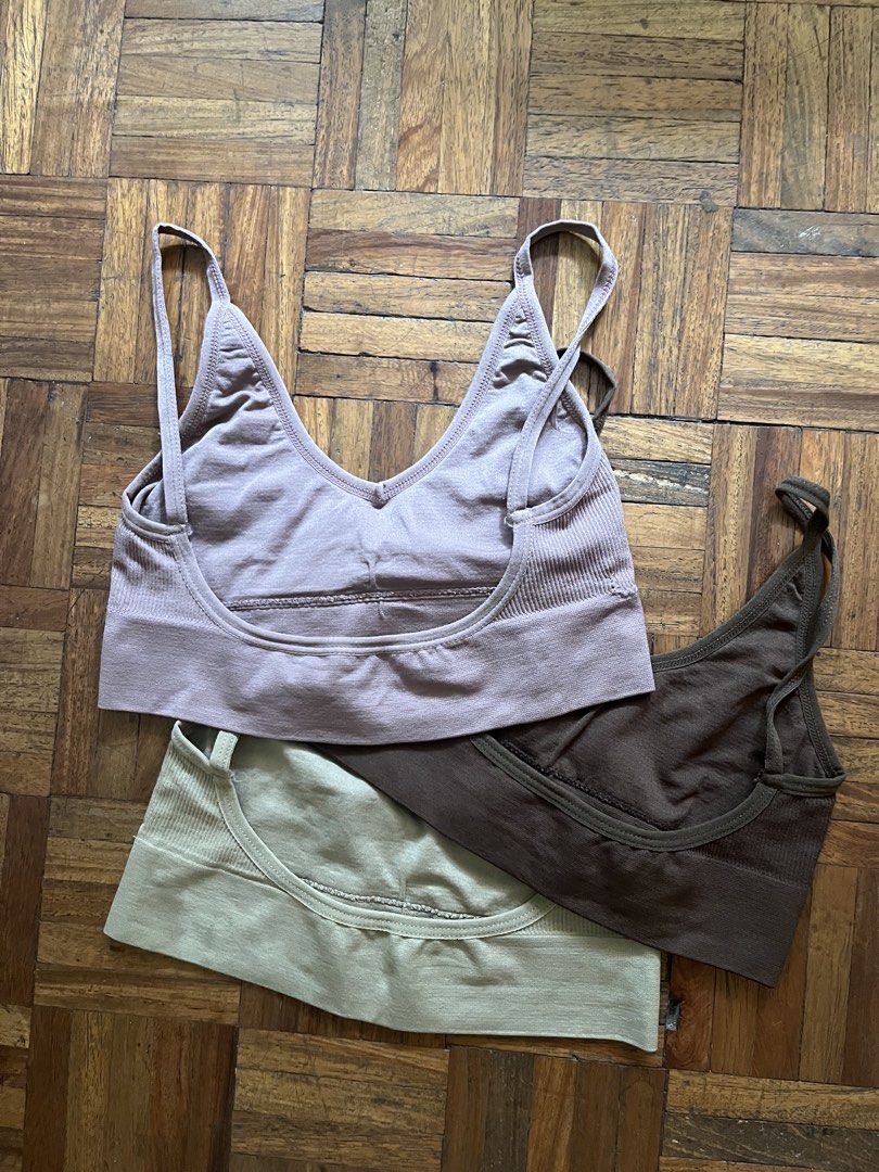 3 Pack Ribbed Seamless Bralettes (Category: Undergarments & Loungewear) located in Makati City. Submitted by yoursecondbest (Listing ID 1461472369, Image 2). Description: Used once. Perfect for medium size..
