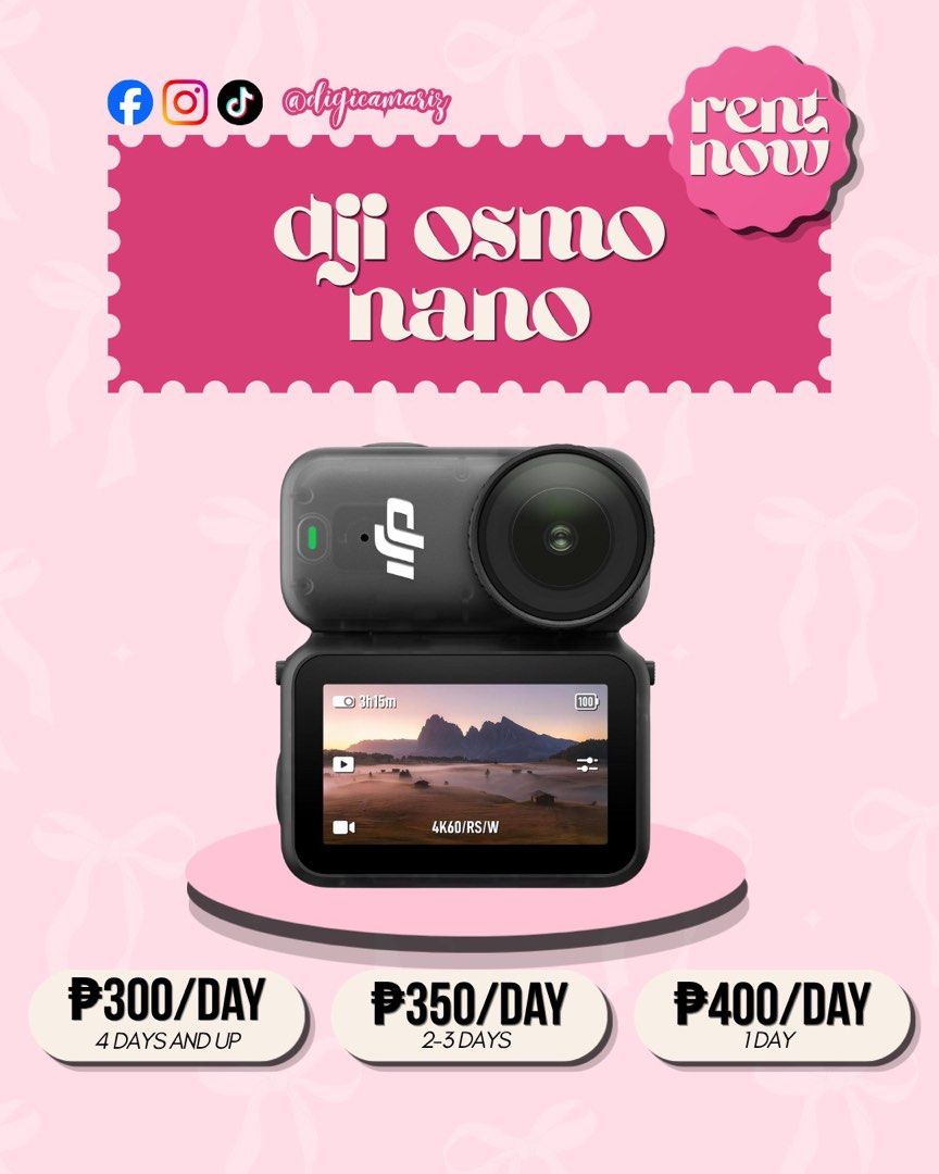 [ FOR RENT ] DJI Osmo Nano (Category: Cameras) located in Quezon City. Submitted by digicamariz (Listing ID 1449591266, Image 1). Description: .