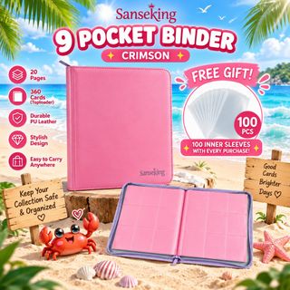 🌊🦀 Sanseking TCG Card Binder | Standard 4/9/12/16 Pocket | 35PT Toploader Binder 4/9 Pocket Collection item 2