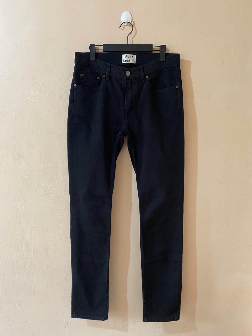 Acne Studios Ace Stay Cash Jeans (Category: Luxury Apparel) located in Naga. Submitted by trashfinds (Listing ID 1461529353, Image 2). Description: The Acne Studios Ace Stay Cash Jean is a slim cut jean with a slim leg, regular waist and taper from the knee. Made from a cotton blend black denim, the Ace features classic Acne detailing such as flat rivets on the back pockets, narrow stitched seams, three needle stitching on inner leg and classic p