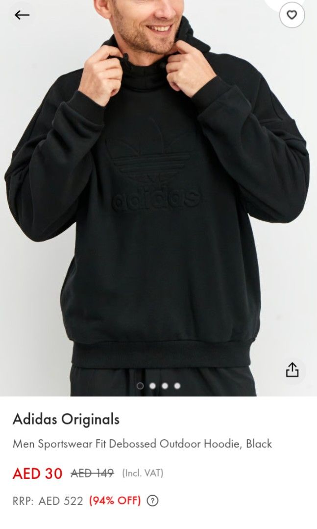 Adidas Debossed Originals Black Hooded Pullover Jacket (Category: Coats, Jackets and Outerwear) located in Binalonan. Submitted by drei67 (Listing ID 1461393149, Image 3). Description: no issues.