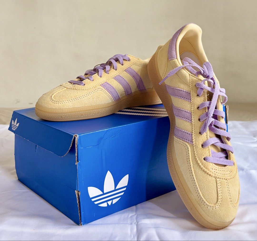 Adidas Handball Spezial W (Category: Sneakers) located in Caloocan City. Submitted by liveflower_016991 (Listing ID 1461481177, Image 2). Description: Adidas Handball Spezial W Yellow / Powder Plum / Gum Size: US 7 UK 5.5 Brand new and original ❌ SRP: PHP 5,800 ✅ Now: PHP 3,000 + SF.