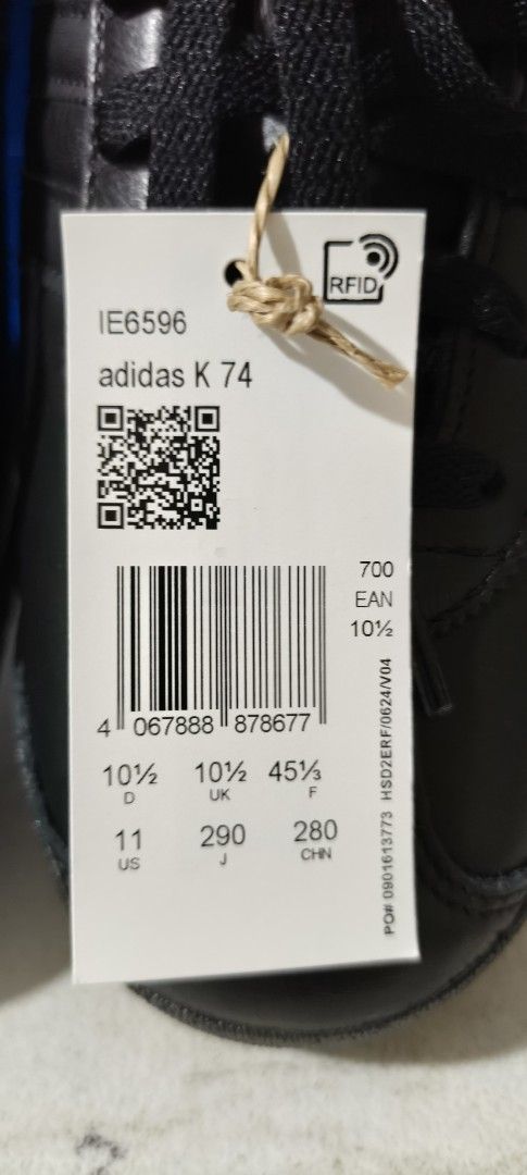 Black Sneakers Adidas K 74 (Category: Sneakers) located in Quezon City. Submitted by jtgabs (Listing ID 1461428776, Image 3). Description: - Adidas K 74 sneakers - Color: Black - Material: Leather upper - Size: US 11 - Includes original box and tags - Never used - RFS: Change of Mind.