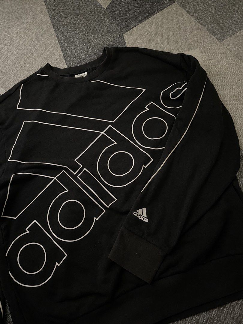 Adidas long sleeve big logo (Category: Coats, Jackets and Outerwear) located in Marikina City. Submitted by stillnessliteral (Listing ID 1461482048, Image 2). Description: Adidas long sleeve big logo Size L on tag Dimension Width 25 | Length 28.5 Color rate 9/10 🏷️ 500 Dm for more info 📩.