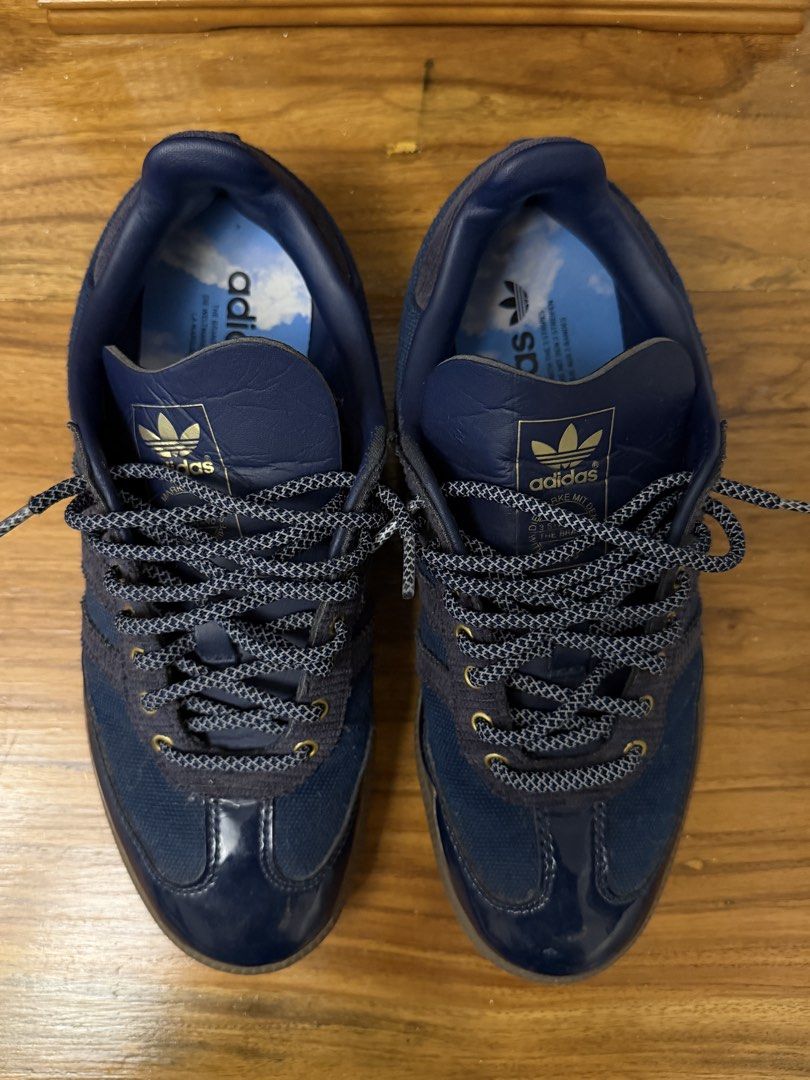 Adidas SAMBALWAYTH Navy Blue (Category: Sneakers) located in Manila. Submitted by kai63215848299 (Listing ID 1461536238, Image 1). Description: - Adidas SAMBA x ALWAYTH sneakers in deep navy blue. - Waterproof - Negotiable - No box but with receipt - Comes with the extra laces .