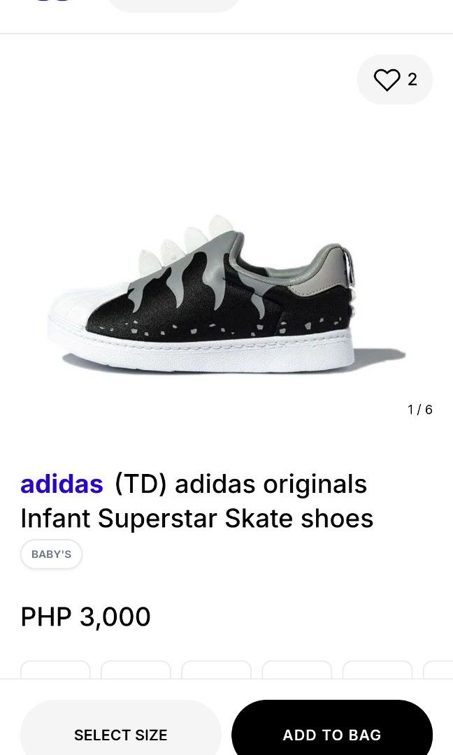 ADIDAS SUPERSTAR DINO PRINT (Category: Babies & Kids Fashion) located in Cebu City. Submitted by shopwithshee (Listing ID 1461359396, Image 2). Description: Hi🖐 Welcome to my shop! All items are guaranteed 💯 orig. All Br@nded preloved items with ff conditions; Likenew ( LN), Excellent Used condition ( EUC), Very good condition (VGUC) Kindly refer Details in the pic. Dont hesitate to dm for more pics and angle you want to see. I will be happy to