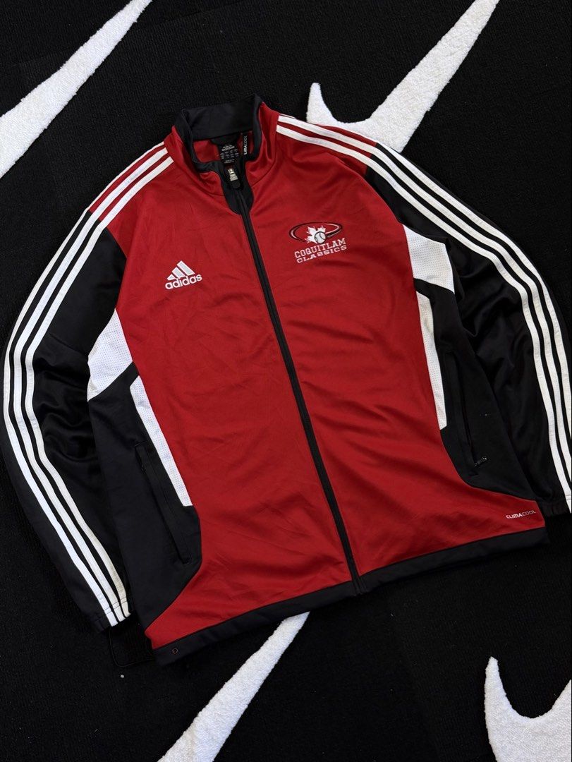 adidas track jacket full zip (Category: Activewear) located in Manila. Submitted by styleandfly191238 (Listing ID 1461332733, Image 2). Description: length 28.5 width 23.5 issue none excllent condition complete tags and original color may vary due to light dm me for more inquiry mop g cash courier jnt or lalamove.