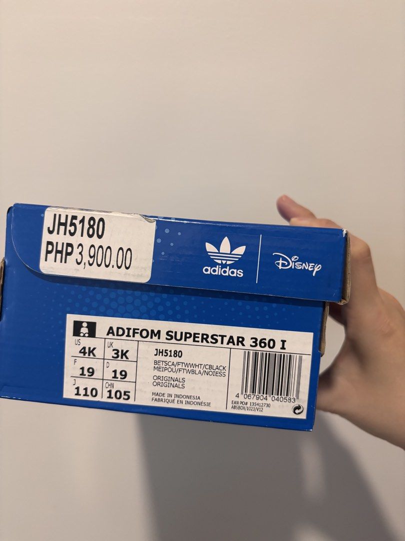 Adidas x Disney Adifom Superstar (Category: Babies & Kids Fashion) located in Quezon City. Submitted by clairebear07 (Listing ID 1461365848, Image 2). Description: Brand new Disney x Adidas Adifom shoes Size US 4 / UK 3.