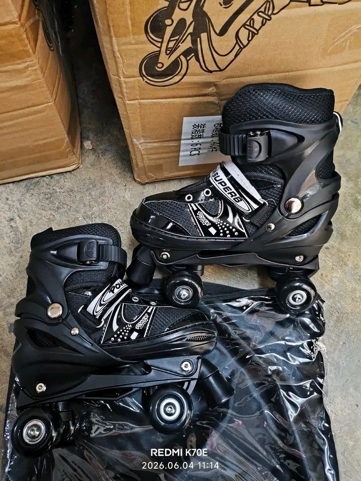 Adjustable Kids Roller Skates with Bag (Category: Babies & Kids Fashion) located in Manila. Submitted by berdenmarl01688 (Listing ID 1461327823, Image 2). Description: - Fun roller skates for kids! - Available colors: Purple, Black, Blue, Red, Pink - Adjustable straps for a secure fit - Wheels light up when rolling for extra fun! - Comes with a matching carry bag - Great for outdoor play and learning to skate.