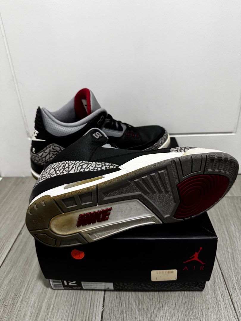 Air Jordan 3 Retro Black Cement (Category: Sneakers) located in Pasig City. Submitted by funnelboy (Listing ID 1461538887, Image 3). Description: - Air Jordan 3 Retro - Very good condition - Colorway: Black Cement - Size: 12 - Includes Original Box - A must-have for any sneaker enthusiast!.