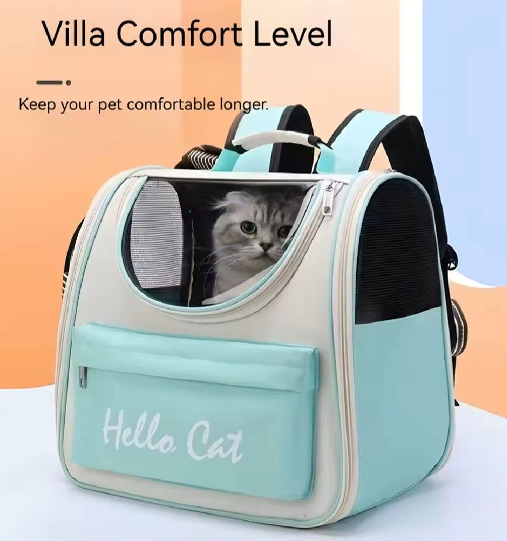 AIRLINE APPROVED 2-WAY CAT CARRIER BACKPACK, MINT-LARGE (Category: Homes & Other Pet Accessories) located in Quezon City. Submitted by stuffiesetc (Listing ID 1461534065, Image 3). Description: AIRLINE APPROVED 2-WAY CAT CARRIER BACKPACK, MINT-LARGE guaranteed authentic. brand new with tag. Design & Materials ​Fabric & Build: Crafted from durable, scratch-resistant 300D Oxford fabric designed to stand up to claws, bites, and regular outdoor use. 