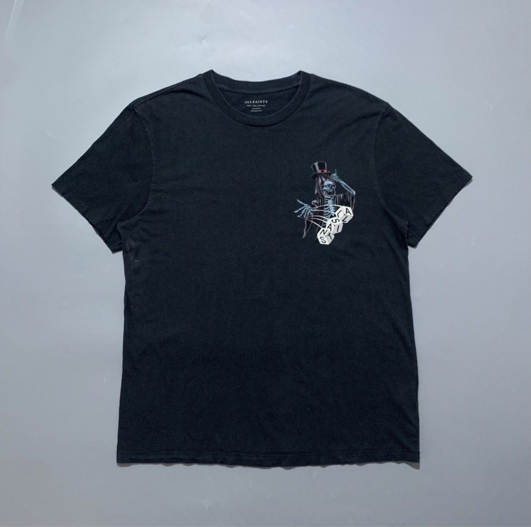 ALL SAINTS Gambler Tee (Category: Activewear) located in Mabalacat. Submitted by thrift_trap (Listing ID 1461502699, Image 2). Description: Dimes: W21 x L28 (Size: S on tag) Condition: Good Issue (s): See pics Color rate: 9/10 Complete tags🏷️ Color may vary due lighting‼️.