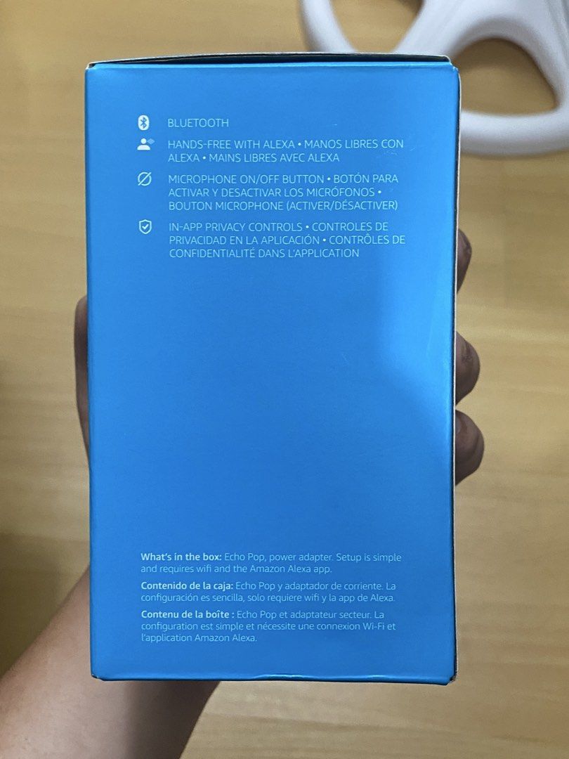 Amazon Echo Pop Smart Speaker with Alexa (Category: Soundbars, Speakers & Amplifiers) located in Pasay City. Submitted by codymendoza (Listing ID 1461420607, Image 3). Description: Brand new, factory-sealed Amazon Echo Pop in Glacier White. Perfect for setting up multi-room audio or smart home controls in different spaces. Condition: Brand new / Sealed in box Color: Glacier White Quantity: 2 pieces available Features: Compact smart speaker with A