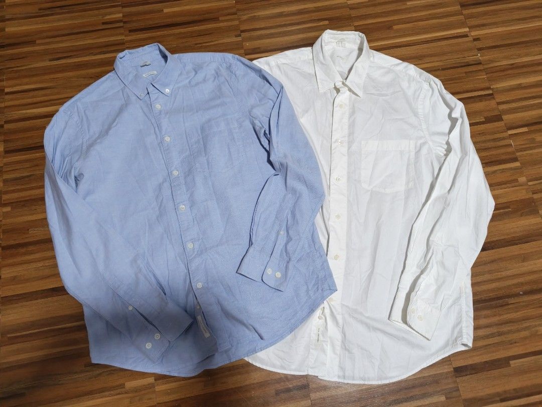 ARKET bundle oversized long sleeve shirt size 46 eu (Category: Formal Shirts) located in Taguig. Submitted by nextflip (Listing ID 1461336738, Image 2). Description: 2480+sf for 2 - light blue - Oxford button down shirt REGULAR FIT size 46 eu - 21.5x29 - sun dyed (off white) - lightweight button up shirt RELAXED FIT size 46 eu - 22.5x30 both in excellent condition, no issue.