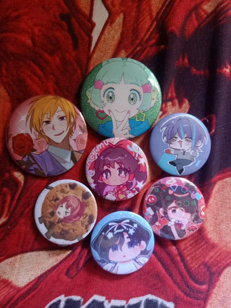 Assorted Anime Button Pins (Category: Character Goods) located in Las Pinas. Submitted by lele.lwl (Listing ID 1461339420, Image 1). Description: loc: las piñas mod: lalamove, jnt, ggx, meetup.