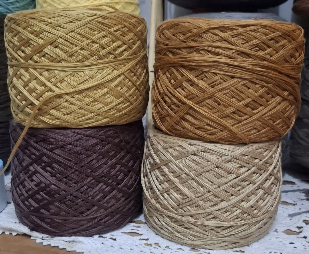 Assorted Yarn Rolls for Knitting and Crochet (Category: Craft Supplies & Tools) located in Valenzuela. Submitted by pixieworks64309 (Listing ID 1461466835, Image 1). Description: - Set of 4 yarn rolls - Earthy tones: mustard yellow, caramel brown, deep plum, beige - Smooth and slightly shiny texture - Ideal for knitting, crochet, macrame, and other craft projects.