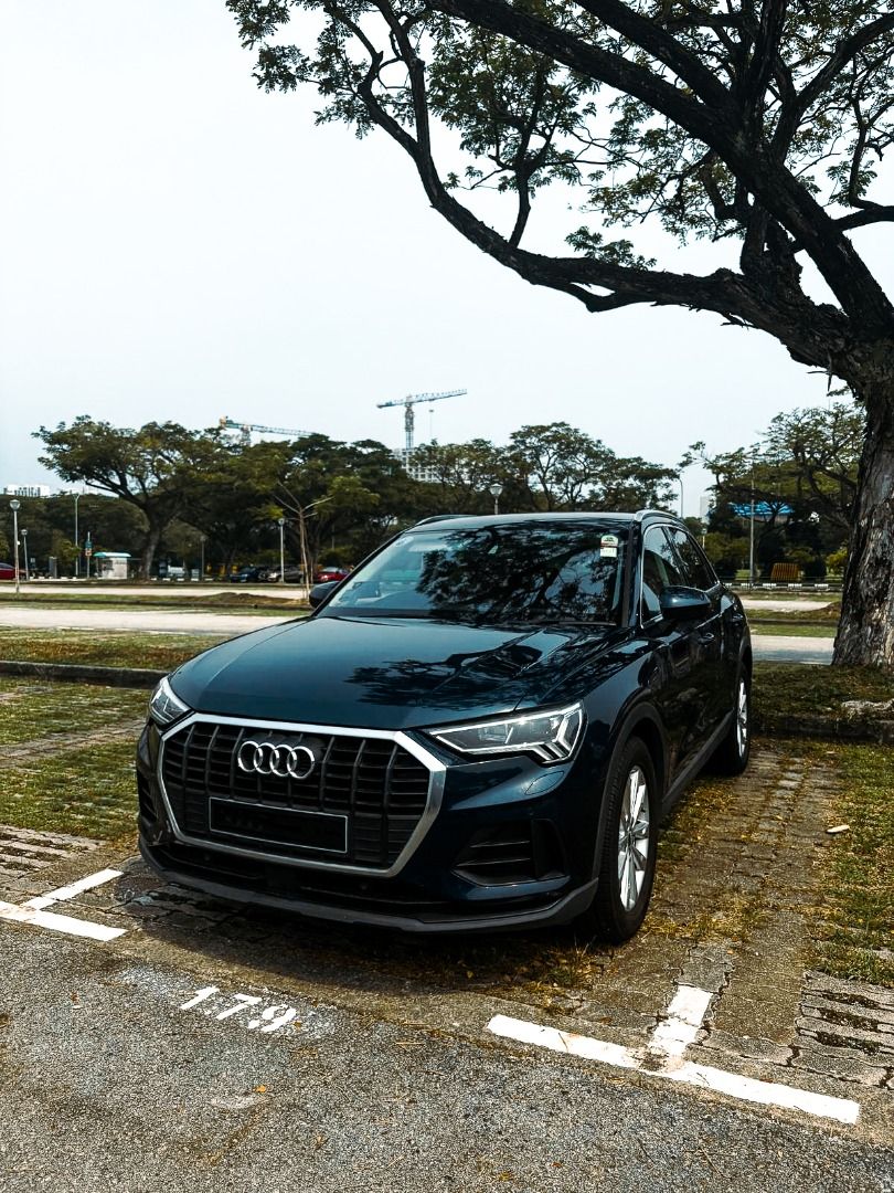 Audi Q3 1.4 TFSI S tronic (A) (Category: Used Cars) located in Singapore. Submitted by supersushi (Listing ID 1461438811, Image 1). Description: Registration Date: 22 November 2019 (manufactured in 2019) Mileage: 74,633km (10,482km/year) Transmission: Auto Colour: Blue Road Tax: $624/year COE Expiry: 21 November 2029 QP Paid: $39,700 ARF: $30,762 OMV: $27,687 PARF Rebate: $19,995 Dereg Value (as of 13 September 2026): $32,654 Depreciation: $1,848